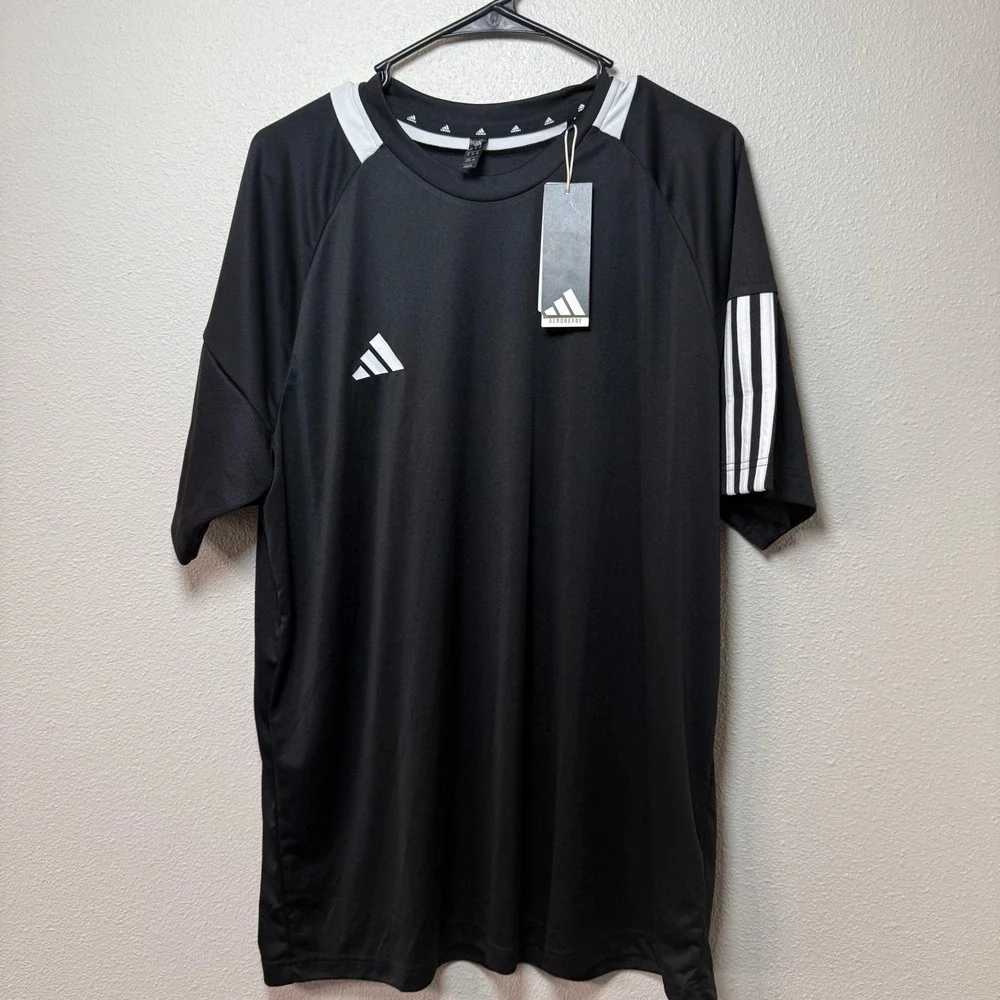 Adidas Mens Sporty Sereno 3S Aeroready Training Lightweight Shirt Black White XL